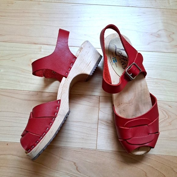 Lotta From Stockholm Red Clog Sandals Size 37 - Picture 3 of 5